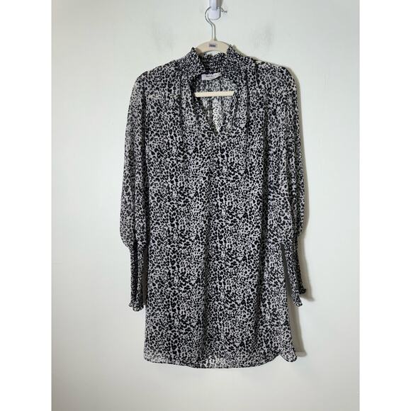 Bailey 44 Gray Leopard Print Long Sleeve Mini Dress Sz 2 - Picture 1 of 3
